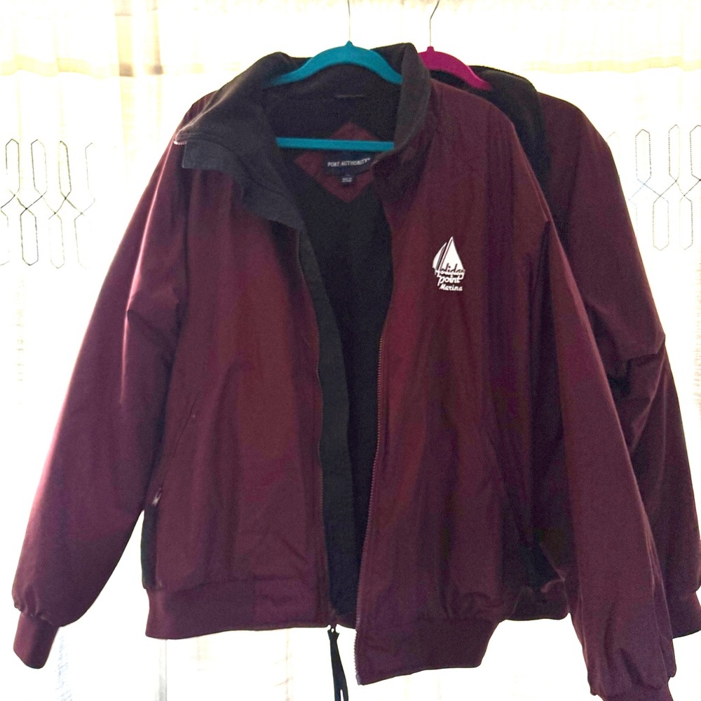 Port Authority Fleece Zip Up Maroon Winter Performance Jacket
